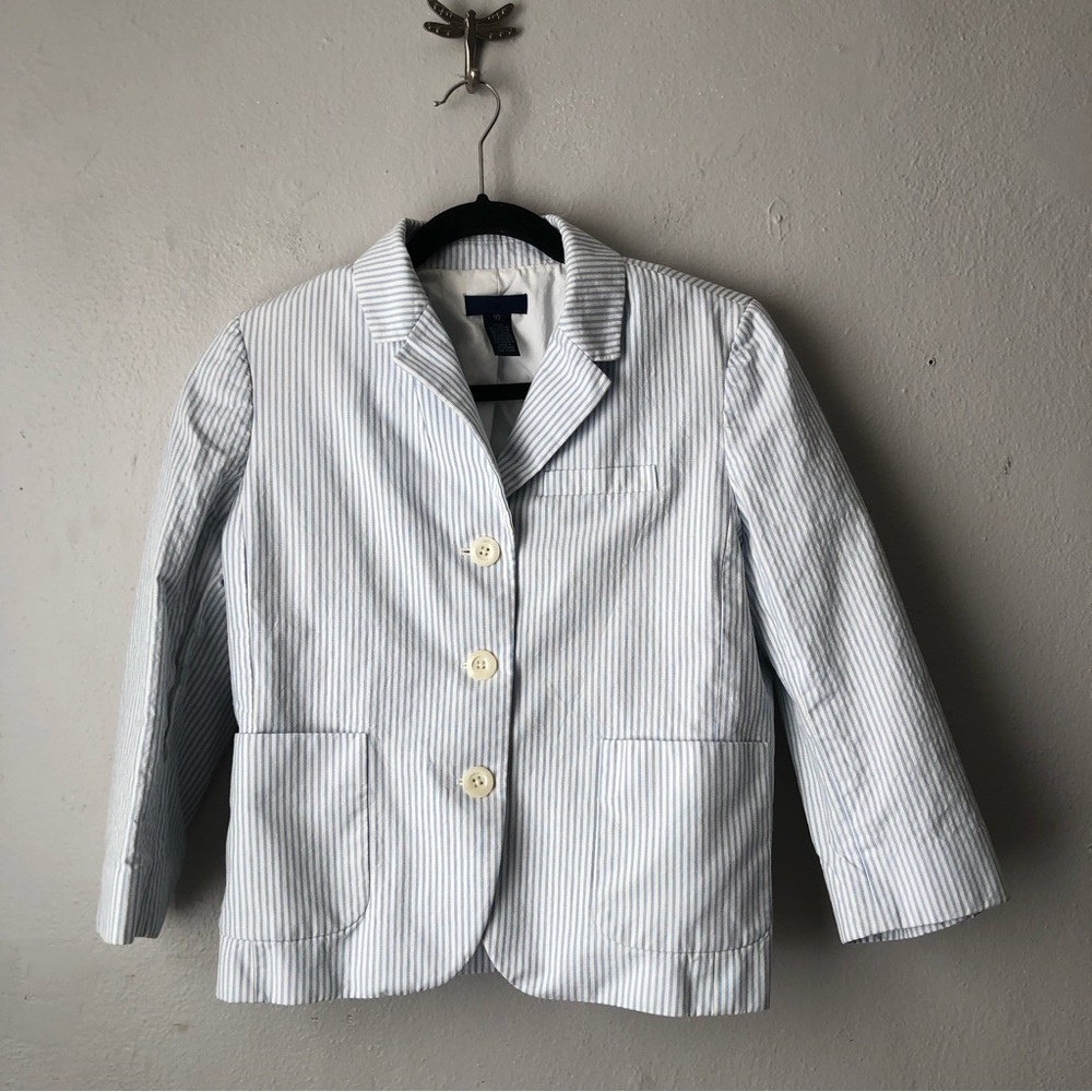 J Crew Striped Cotton Blazer, Size 10